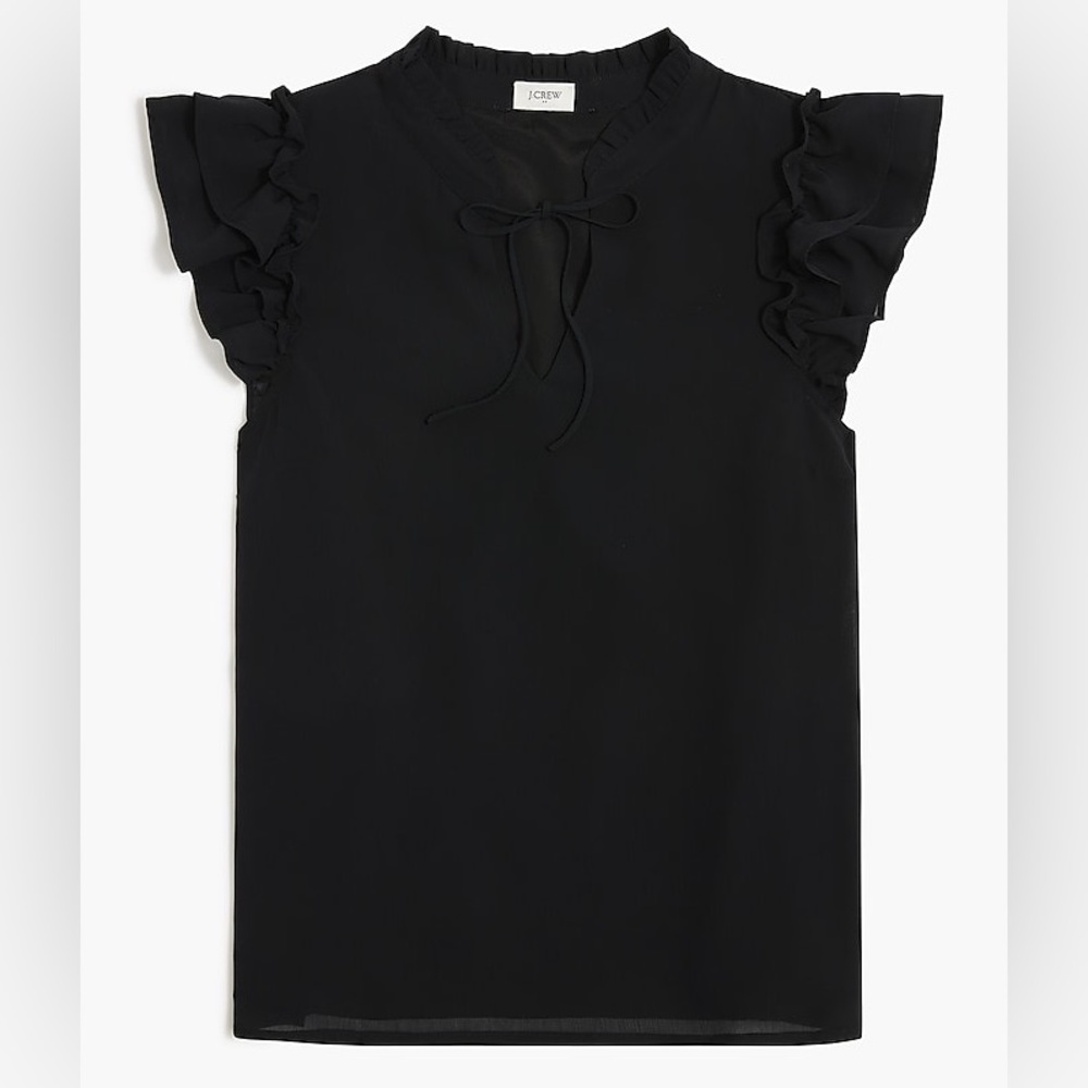 Short-sleeve ruffle-shoulder top